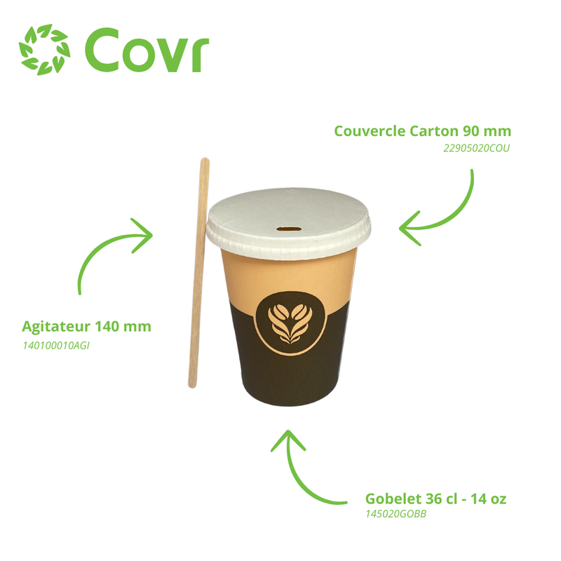 Gobelets Décor Barista 40 cl - 14 oz - 300 + 18 g/m²