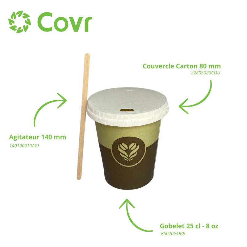 Gobelets Décor Barista 25 cl - 8 oz - 250 + 18 g/m²