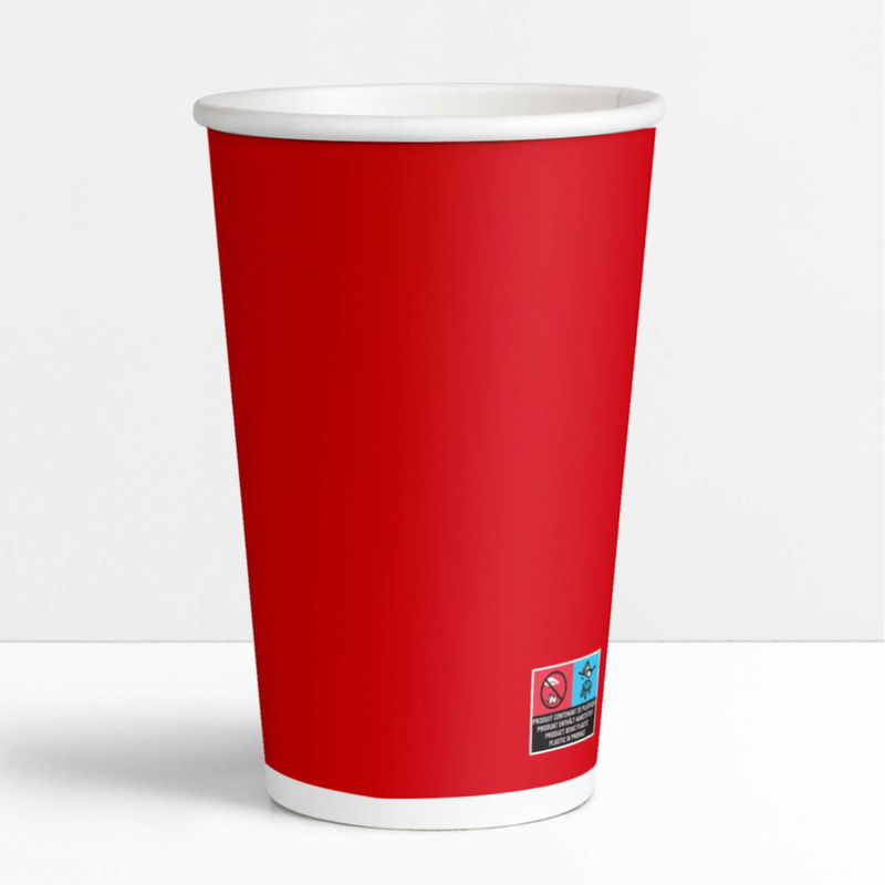 Gobelets carton rouges 50 cl / 16 oz boissons froides - 12 + 260 + 15 g/m²