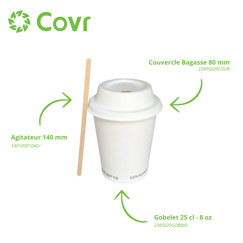 Gobelets Carton Sans Plastique 25 cl / 8 oz - 255 g/m²