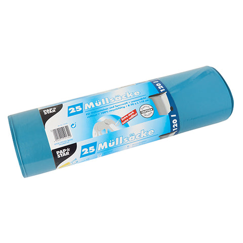 Sacs poubelle. LDPE 120 l 110 cm x 70 cm bleu extra fort et très résistant à la déchirure (100 unités)