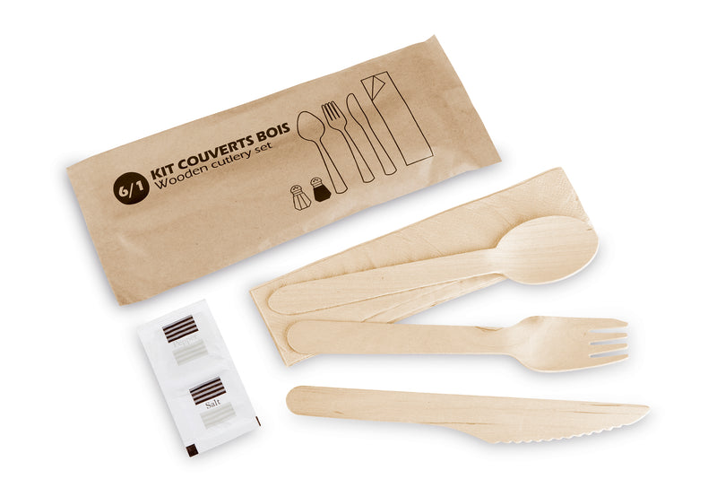 Holzbesteck-Set 6 in 1 16cm