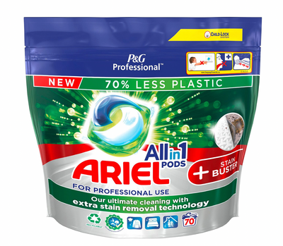 P&G Professional Ariel Allin1 PODS Régulier 70 Doses : La lessive liquide en doses pour un nettoyage efficace dès le 1er lavage, disponible chez Covr dans la gamme Lessive