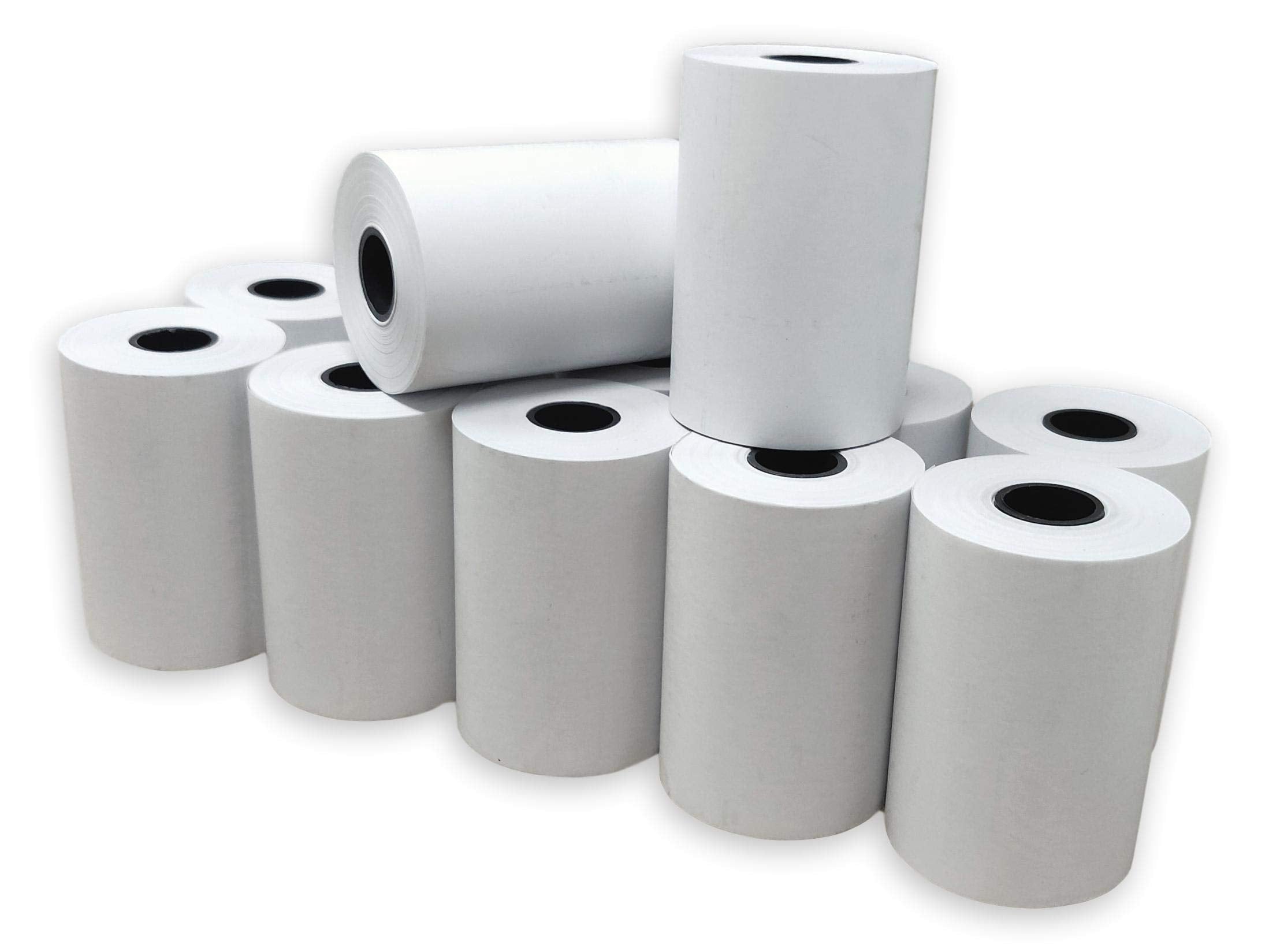 Rouleaux Papier Thermique 57x30x12mm - Lot De 100 Sans BPA | Pour Terminal Paiement, SumUp, Ingenico | Ligne Rouge Alerte Fin