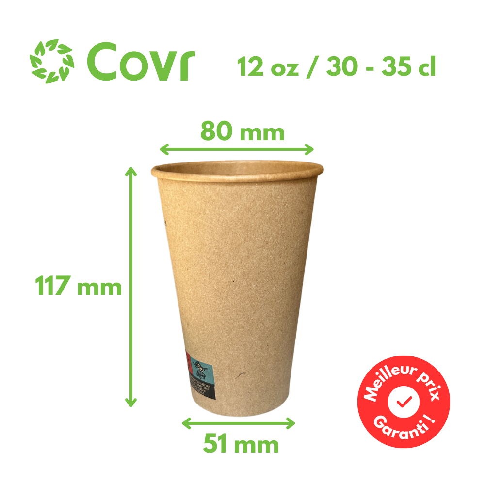 Gobelets En Carton Rouge 33cl (12oz) - Lot De 1000 - Double Revêtement PE - Pour Boissons Froides Et Chaudes - 12