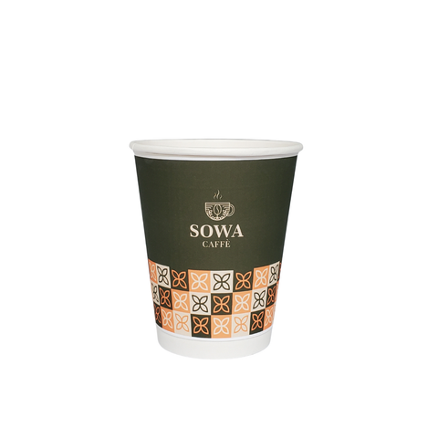 Dubbelwandige kartonnen bekers met bedrukt etiket 33 CL / 12 OZ - Expreslevering
