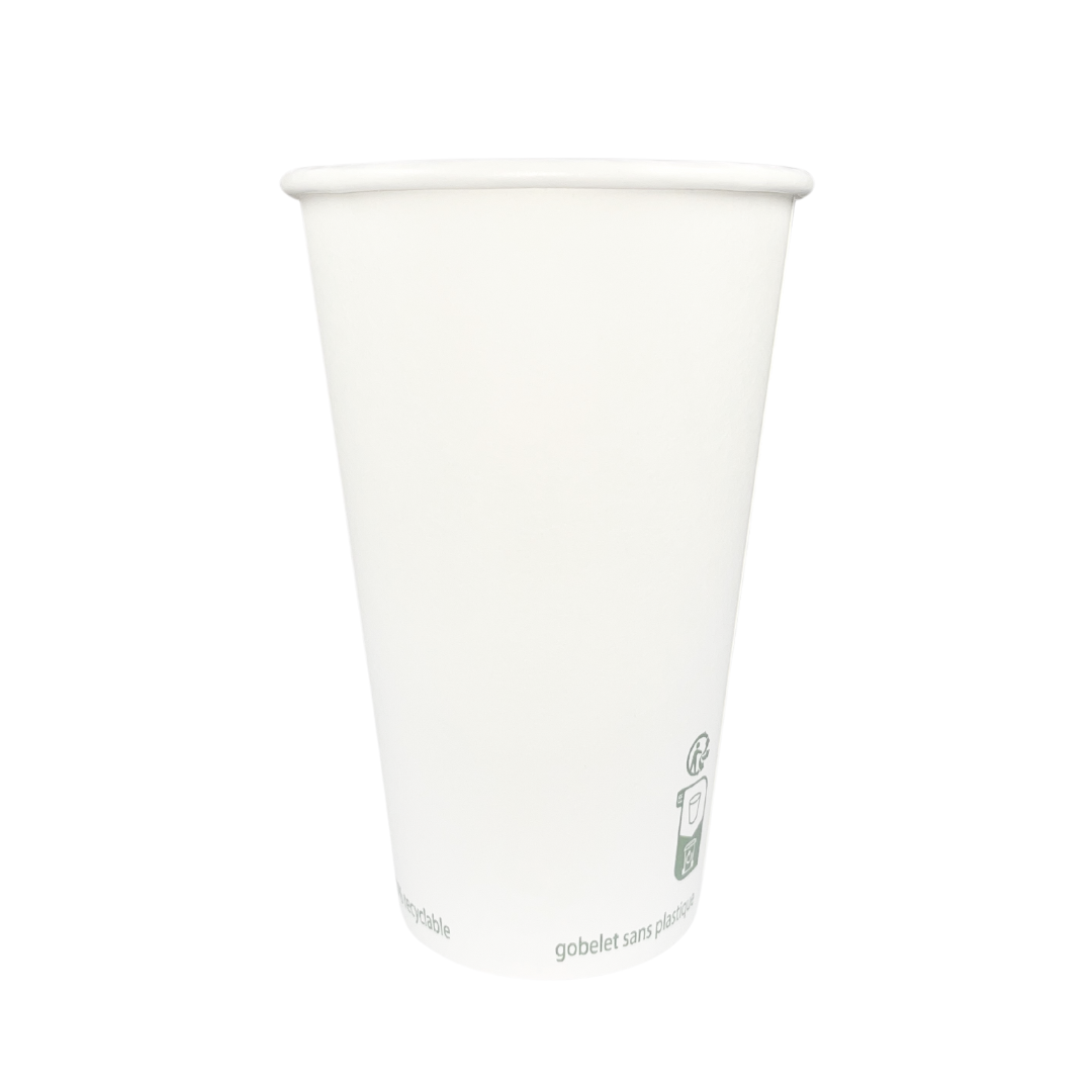 Gobelets Carton blancs sans plastique 50 cl - 16 oz (1000 unités) - 320 g/m²
