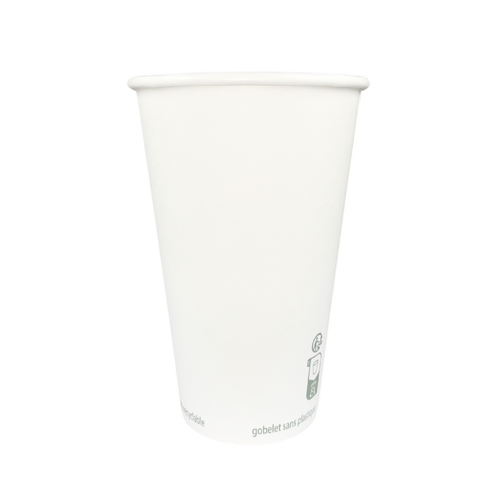 Gobelets Carton blancs sans plastique 50 cl - 16 oz (1000 unités) - 320 g/m²