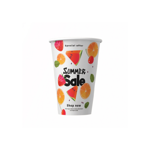 Kartonnen bekers met logo-etiket 18 CL / 6 OZ - Expreslevering
