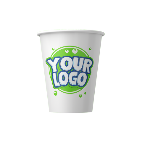 Kartonnen bekers met logo-etiket 33 CL / 12 OZ - Expreslevering