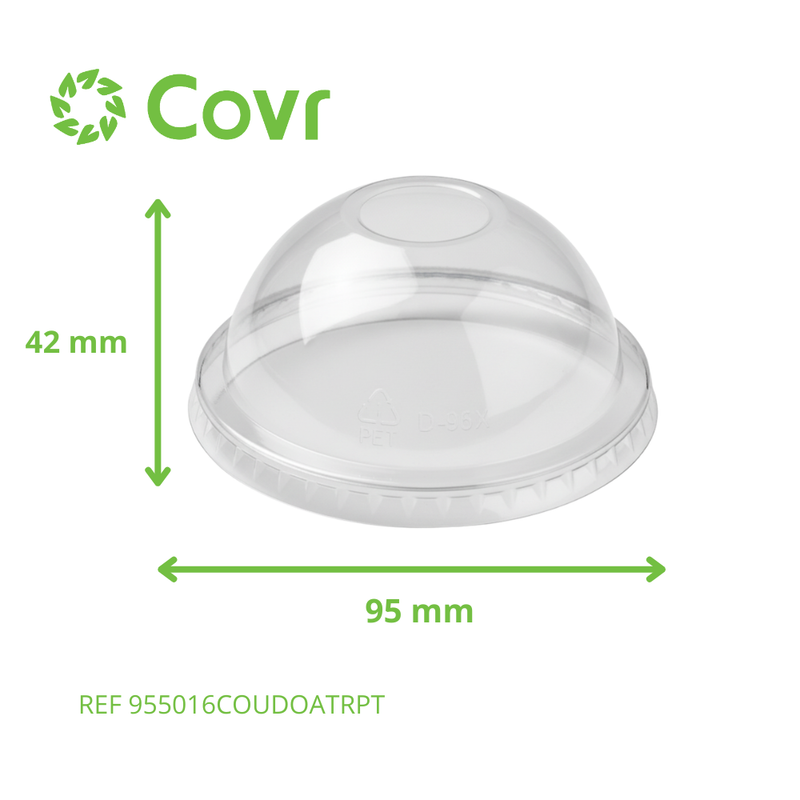 Couvercle dome rPET Milkshake avec ouverture ø 95 mm x 42 mm