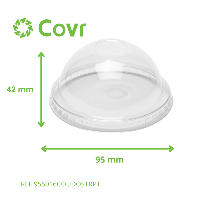 Couvercle dôme sans ouverture rPET pour Pot dessert Plastique (95mm)