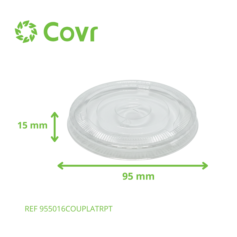 Couvercle plat rPET Milkshake avec passage de paille ø 95 mm x 15 mm