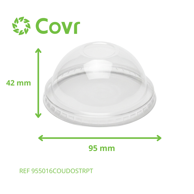 Couvercle dome rPET Milkshake sans ouverture ø 95 mm x 42 mm