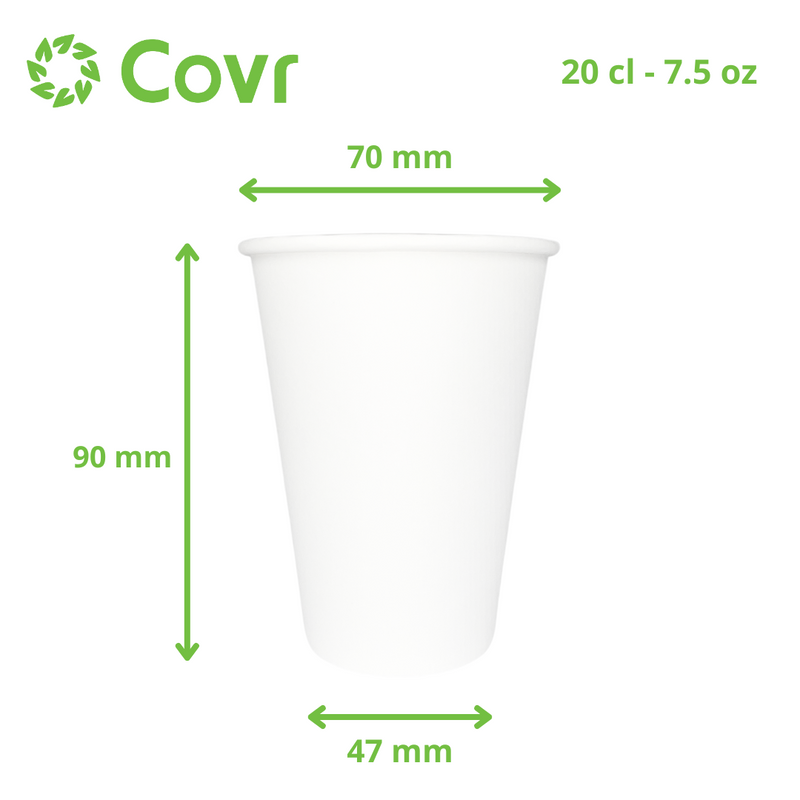 Gobelets carton blancs fontaine 21 cl / 7,5 oz - 190 + 15 g/m²