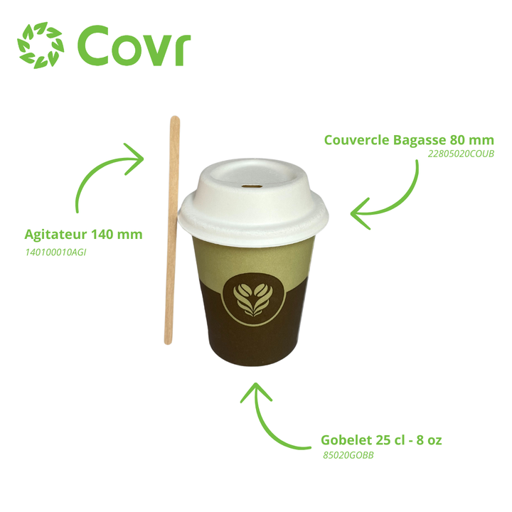 Gobelets Décor Barista 25 cl - 8 oz - 250 + 18 g/m²