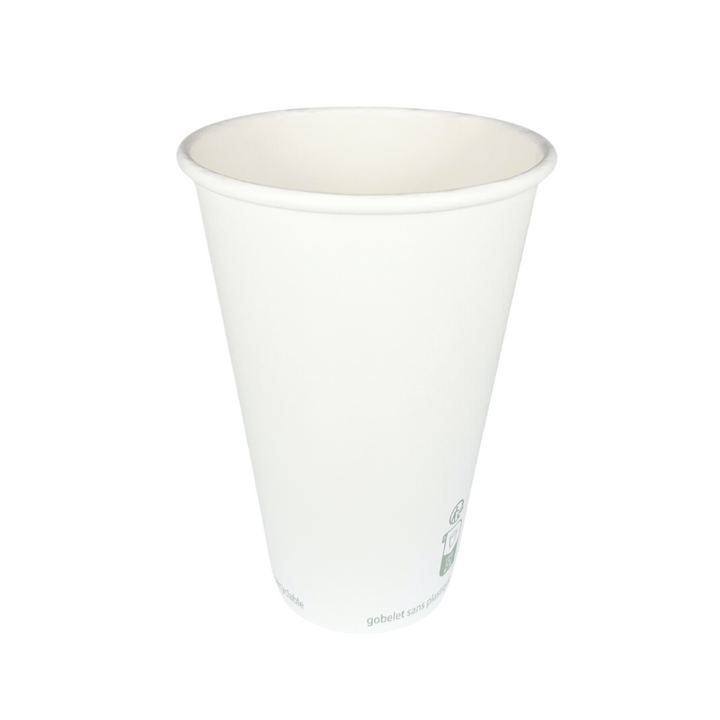 Gobelets Carton blancs sans plastique 50 cl - 16 oz (1000 unités) - 320 g/m²