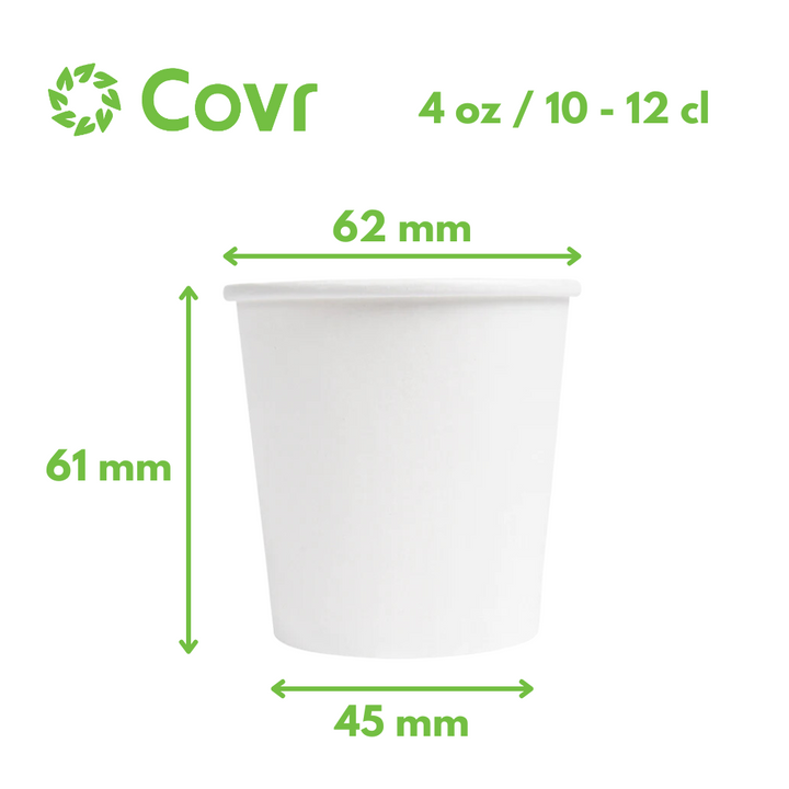 Gobelets carton blancs Espresso 10-12 cl / 4 oz (1 Palette / 108 000)