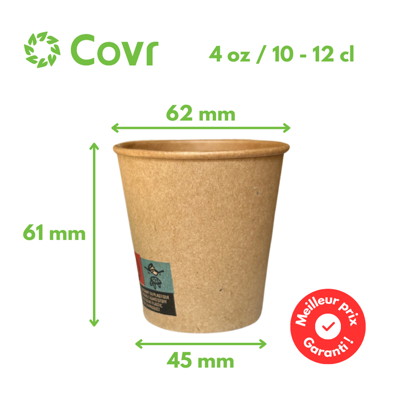 Gobelets carton kraft 10-12 cl 4 oz - 230 + 18 g/m²