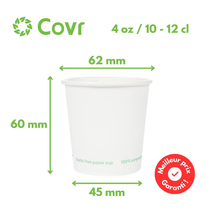 Gobelets Carton Sans Plastique 10-12 cl / 4oz - 225 g/m²