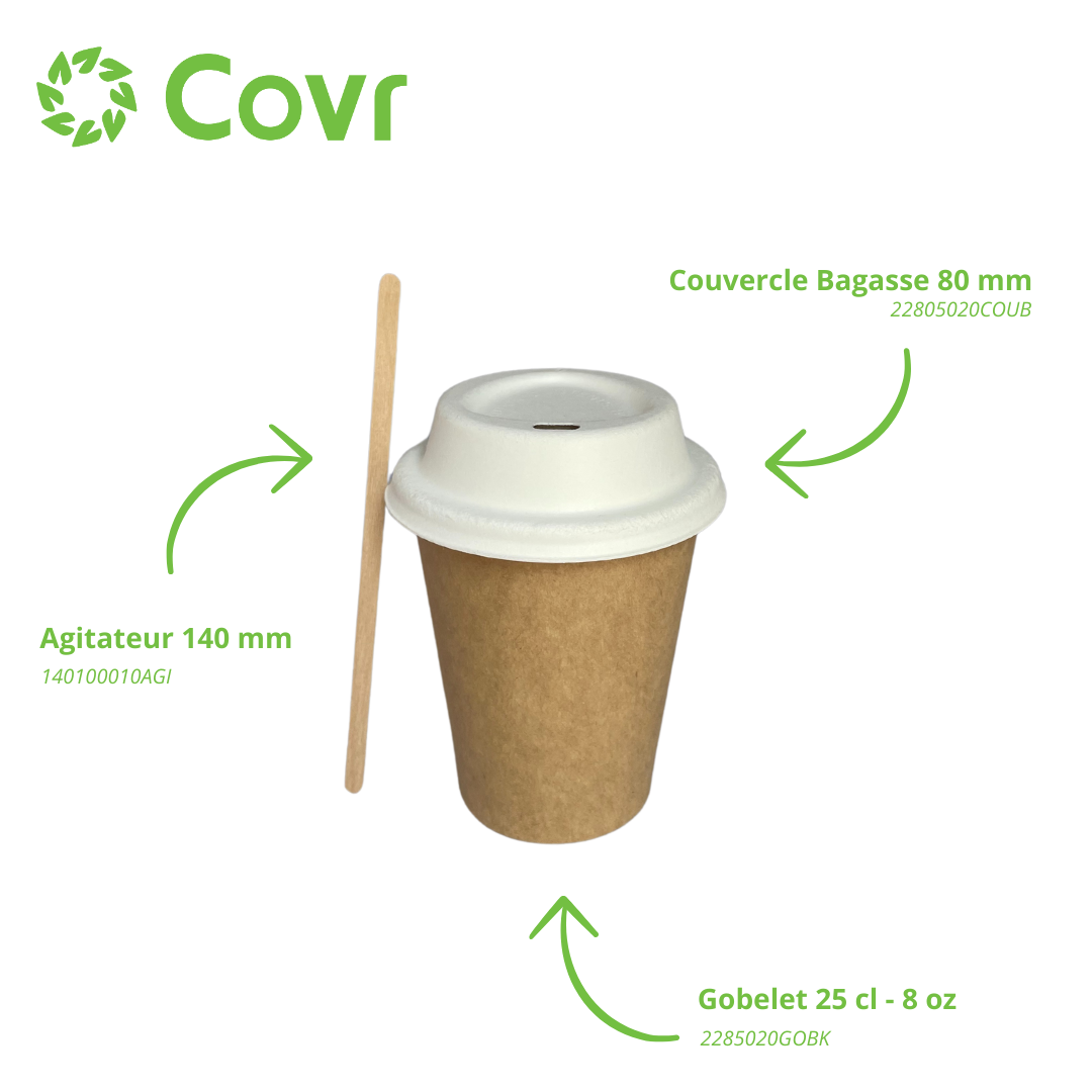 Gobelets carton Kraft 25 cl / 8 oz - 280 + 18 g/m²