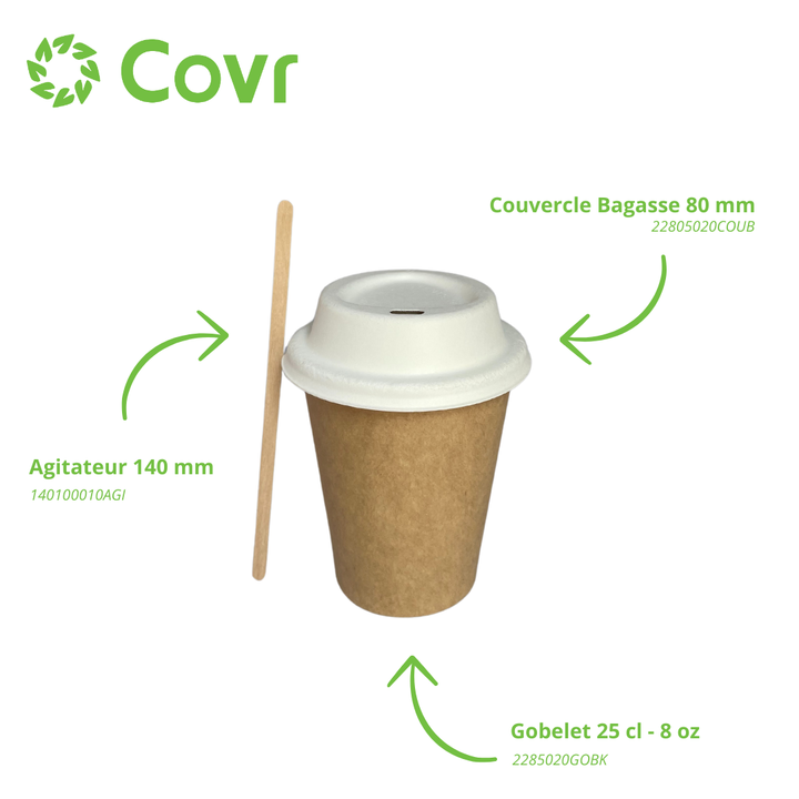 Gobelets carton Kraft 25 cl / 8 oz - 280 + 18 g/m²