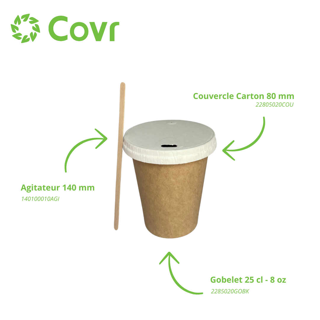 Gobelets carton Kraft 25 cl / 8 oz - 280 + 18 g/m²