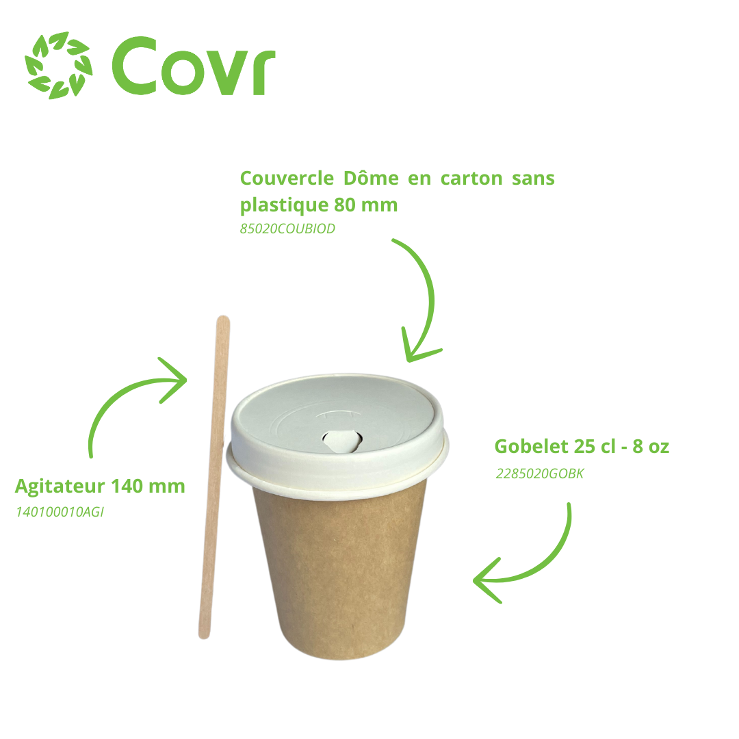 Gobelets carton Kraft 25 cl / 8 oz - 280 + 18 g/m²