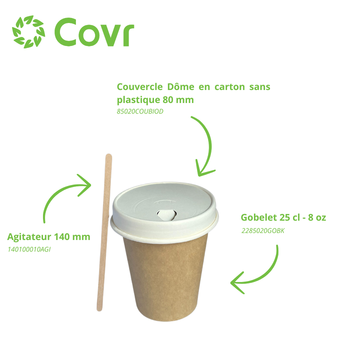Gobelets carton Kraft 25 cl / 8 oz - 280 + 18 g/m²