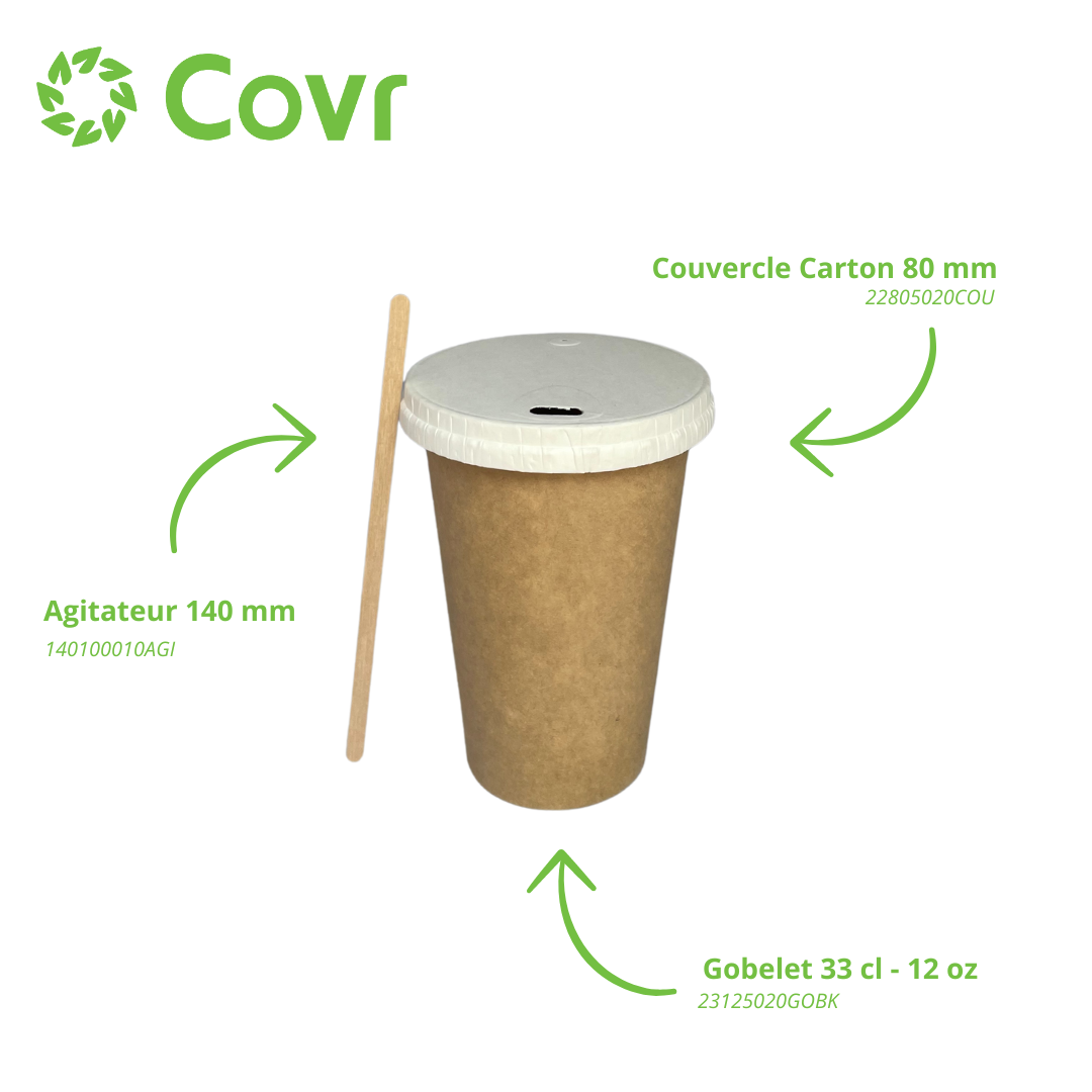 Gobelets carton kraft 33 cl / 12 oz - 280 + 18 g/m²