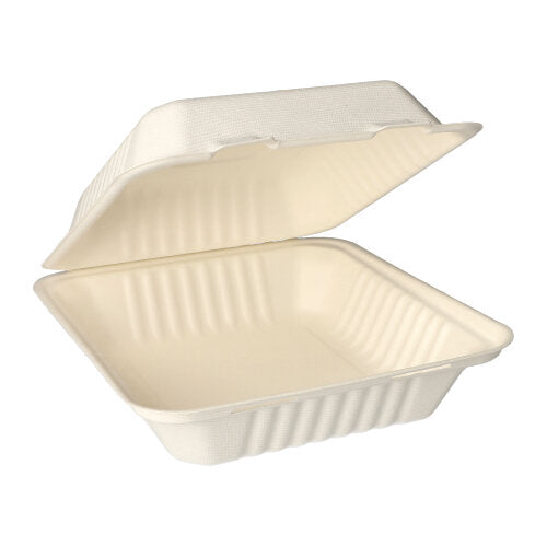 Boîtes Menu en sucre de canne "pure" sans compartiments 7,7 cm x 20 cm x 22 cm blanc (125 unités)