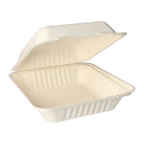 Boîtes Menu en sucre de canne "pure" sans compartiments 7,7 cm x 20 cm x 22 cm blanc (125 unités)