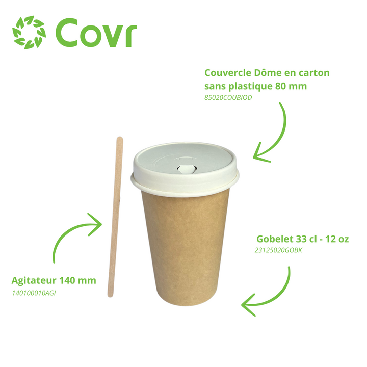 Gobelets carton kraft 33 cl / 12 oz - 280 + 18 g/m²