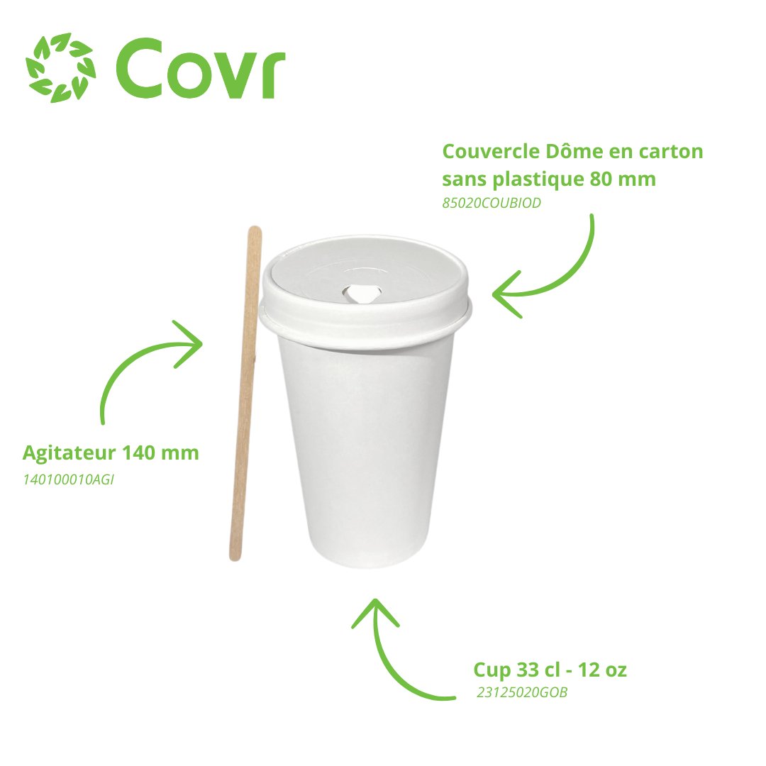 Gobelets carton blancs 33 cl / 12 oz - 235 + 18 g/m²