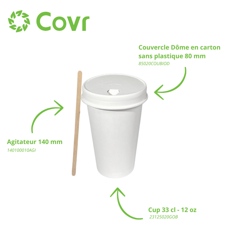 Gobelets carton blancs 33 cl / 12 oz - 235 + 18 g/m²
