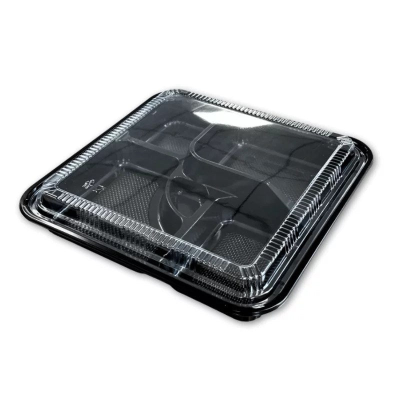 Bento noir 5 compartiments + couvercle 27 x 27 x 4,5