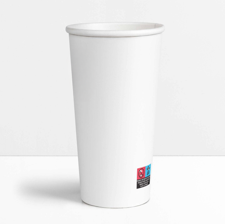 Gobelets carton blancs 65 cl / 22 oz - 300 + 18 g/m²