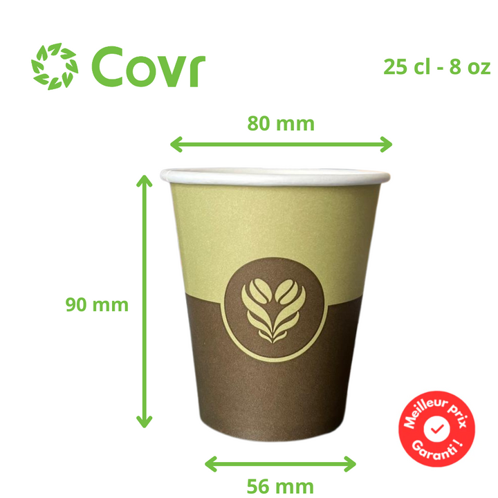 Gobelets Décor Barista 25 cl - 8 oz - 250 + 18 g/m²