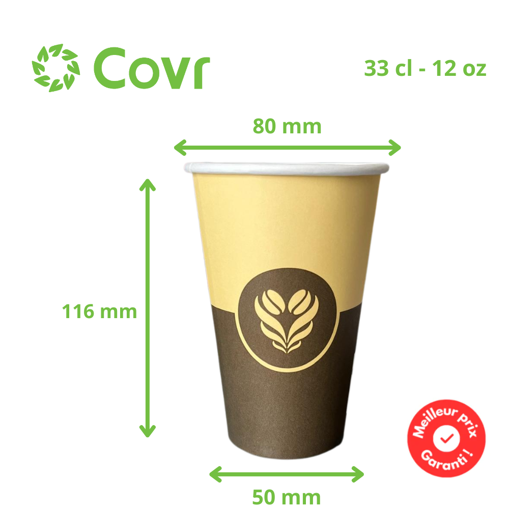 Gobelets Décor Barista 33 cl - 12 oz - 280 + 18 g/m²