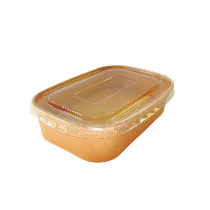 Bol kraft rectangulaire 500ml + couvercle PET