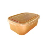 Bol kraft rectangulaire 750ml + couvercle PET