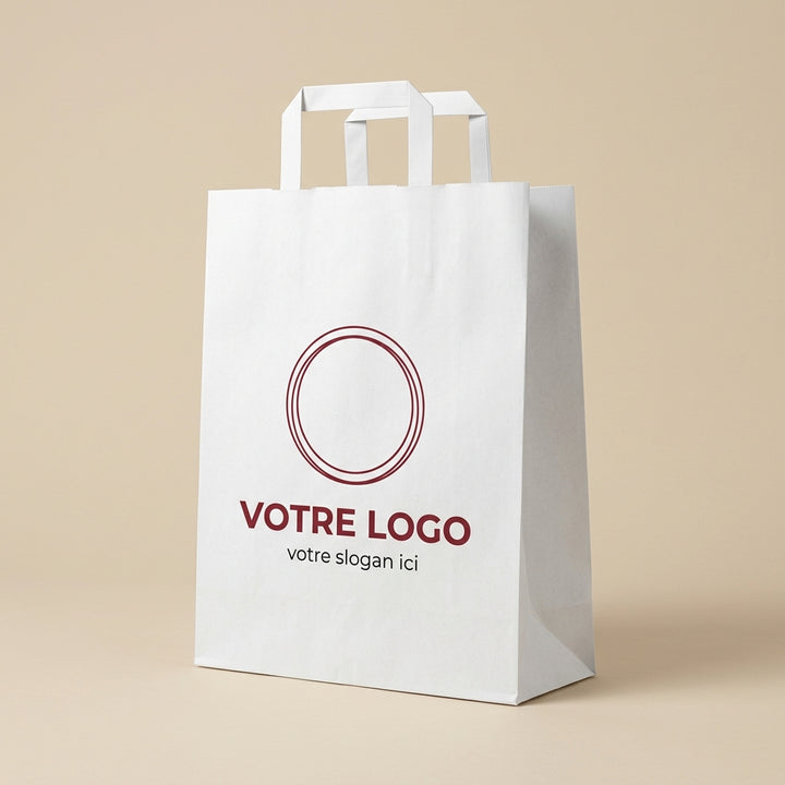 Sac papier blanc personnalisé 32 × 17 × 44 cm avec votre logo imprimé