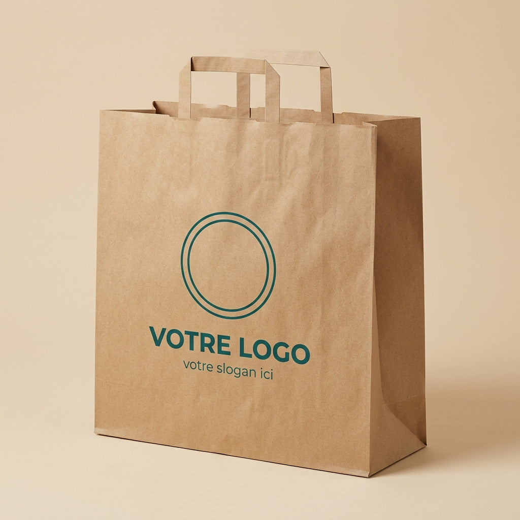 Sac papier kraft écru personnalisé 45 × 17 × 47 cm avec votre logo imprimé