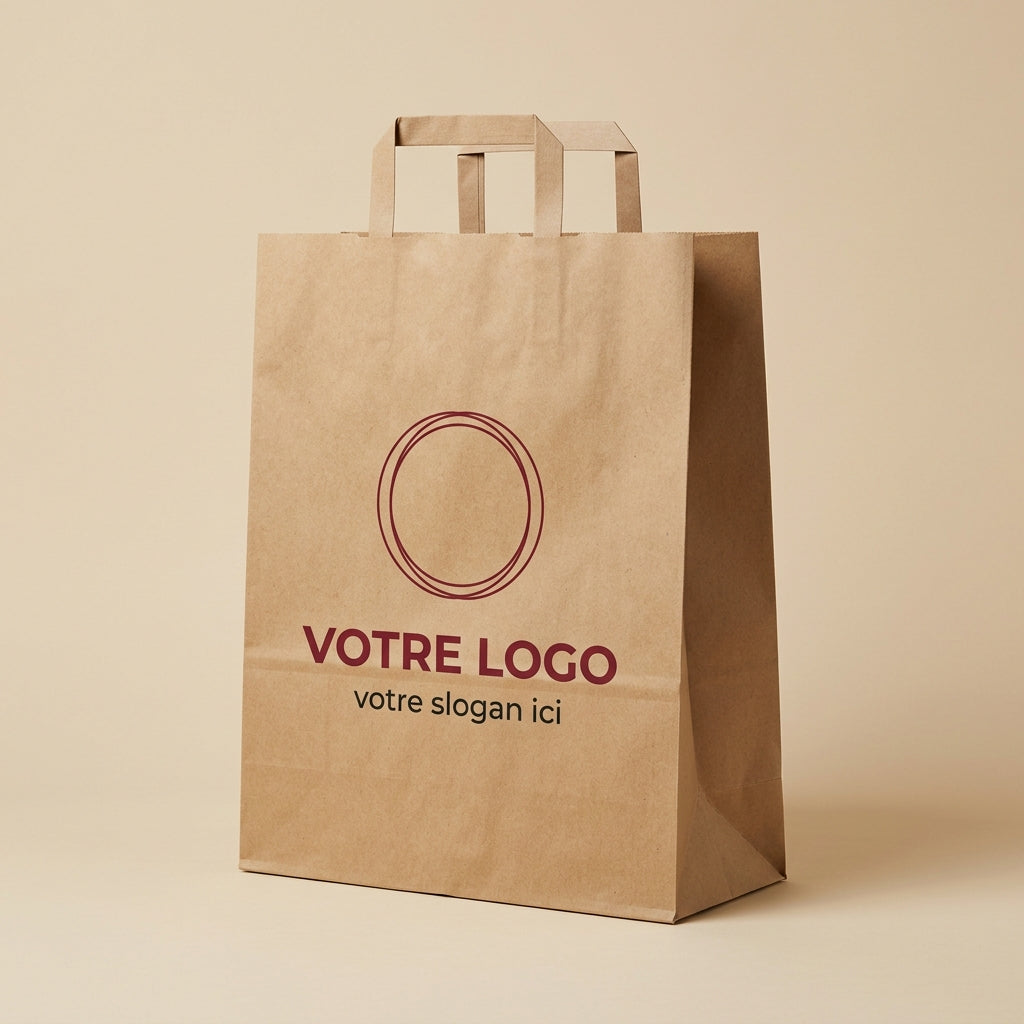 Sac papier kraft écru personnalisé 32 × 17 × 44 cm avec votre logo imprimé