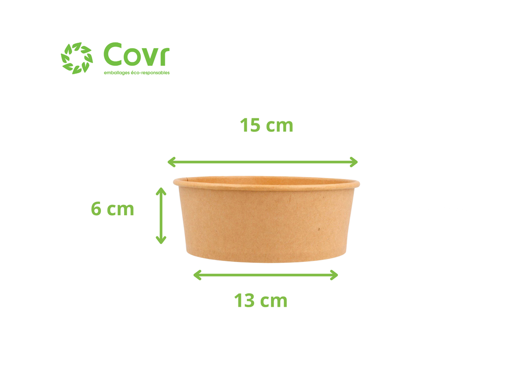 Bols Kraft/saladiers carton brun 750ml sans couvercles (300 unités)