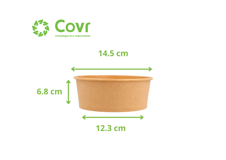 Bols Kraft/saladiers carton brun 750ml sans couvercles