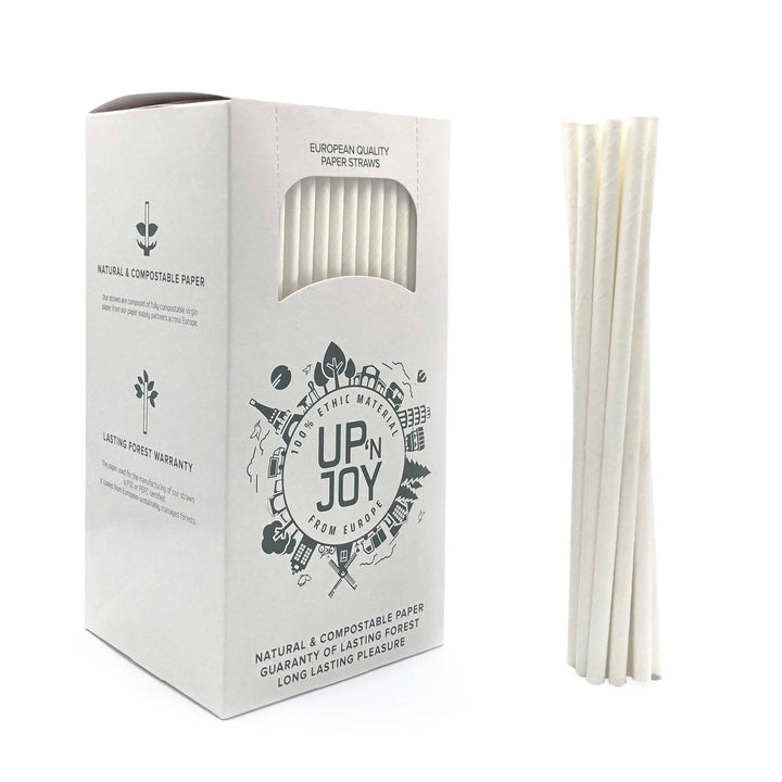 24 boites de 140 pailles Longdrink en papier blanc = 3.360 pièces| 8 mm x 195 mm| Fabriquées en Autriche