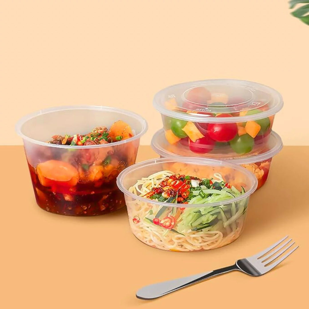 Pot rond rigide PP transparent 20oz + couvercle PP avec trou