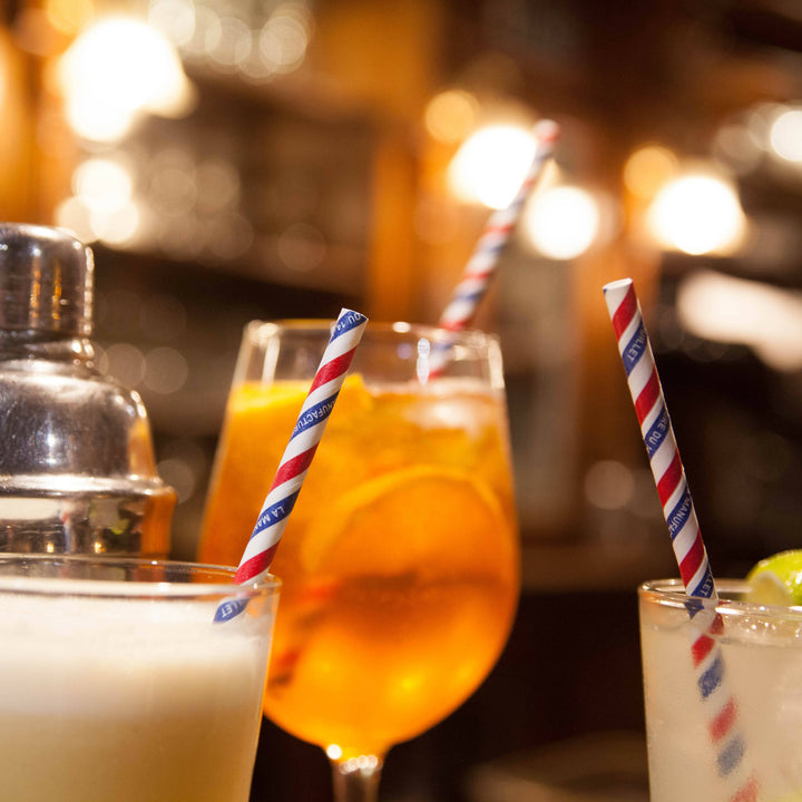 24 boites de 250 pailles Longdrink en papier Bleu-blanc-rouge = 6.000 pièces| 6 mm x 195 mm| Fabriquées en France