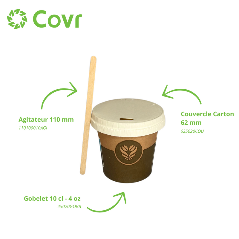 Gobelet Carton 4 oz / 10 cl Décor Barista + Marquage SUP et Triman
